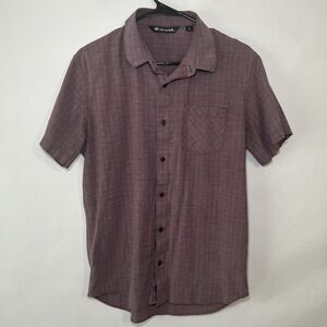 Travis Mathew Shirt Sleeve Button Up Shirt Mens Size M Medium Red Checks Casual